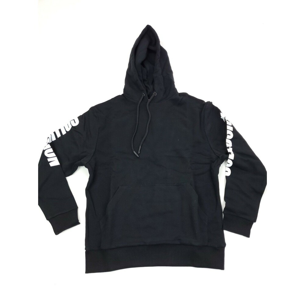 Collusion Unisex Long Sleeve Relaxed Fit Pullover Logo Hoodie Black XS